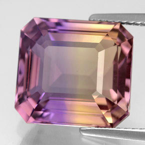 9.04캐럿 천연 바이컬러 아메트린, 에메랄드 컷, 12.9×12 mm, VVS