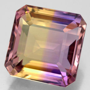 10.74캐럿 천연 바이컬러 아메트린, 에메랄드 컷, 13.4×13.2 mm, VVS-VS