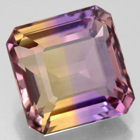 10.74캐럿 천연 바이컬러 아메트린, 에메랄드 컷, 13.4×13.2 mm, VVS-VS