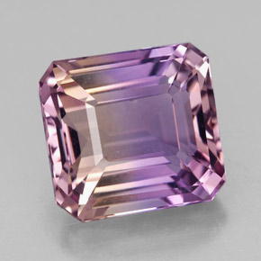 9.87캐럿 천연 바이컬러 아메트린, 에메랄드 컷, 12.9×12.1 mm, VVS