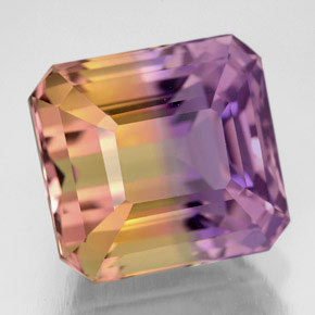 10.62캐럿 천연 바이컬러 아메트린, 에메랄드 컷, 12.6×11.7 mm, VVS
