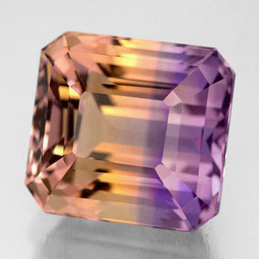 10.62캐럿 천연 바이컬러 아메트린, 에메랄드 컷, 12.6×11.7 mm, VVS