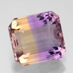 6.61캐럿 천연 바이컬러 아메트린, 에메랄드 컷, 11.5×10.7 mm, VVS