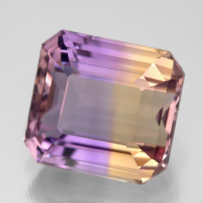 6.61캐럿 천연 바이컬러 아메트린, 에메랄드 컷, 11.5×10.7 mm, VVS