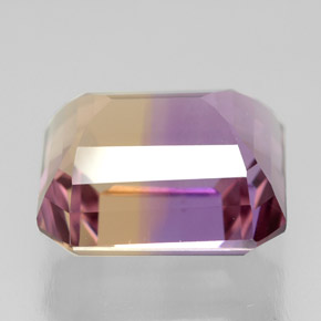 6.61캐럿 천연 바이컬러 아메트린, 에메랄드 컷, 11.5×10.7 mm, VVS