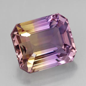 8.32캐럿 천연 바이컬러 아메트린, 에메랄드 컷, 12.6×10.8 mm, VVS