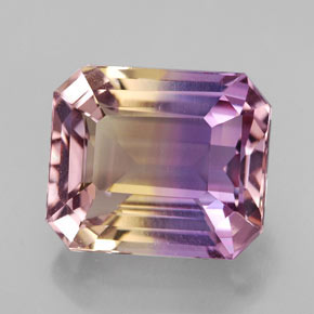 8.32캐럿 천연 바이컬러 아메트린, 에메랄드 컷, 12.6×10.8 mm, VVS