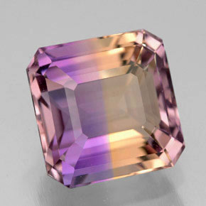 5.91캐럿 천연 바이컬러 아메트린, 에메랄드 컷, 10.6×10.5 mm, VVS