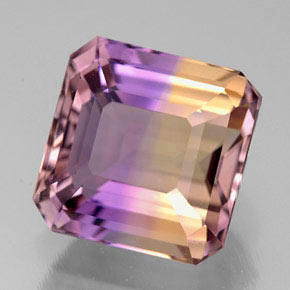 5.91캐럿 천연 바이컬러 아메트린, 에메랄드 컷, 10.6×10.5 mm, VVS