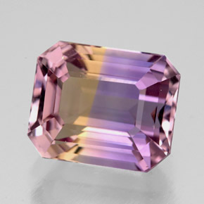 5.90캐럿 천연 바이컬러 아메트린, 에메랄드 컷, 11.4×9.3 mm, VVS