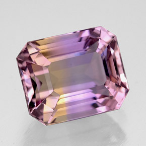 5.90캐럿 천연 바이컬러 아메트린, 에메랄드 컷, 11.4×9.3 mm, VVS