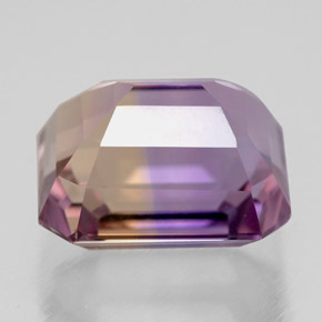 5.90캐럿 천연 바이컬러 아메트린, 에메랄드 컷, 11.4×9.3 mm, VVS