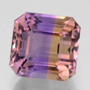 8.63캐럿 천연 바이컬러 아메트린, 에메랄드 컷, 11.5×11.2 mm, VVS-VS