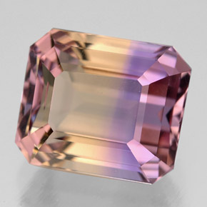 8.48캐럿 천연 바이컬러 아메트린, 에메랄드 컷, 12.5×10.6 mm, VVS