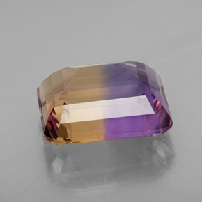 10.02캐럿 천연 바이컬러 아메트린, 에메랄드 컷, 14.2×12.3 mm, VVS