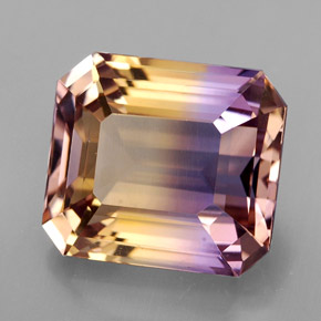 8.16캐럿 천연 바이컬러 아메트린, 에메랄드 컷, 12.7×11.2 mm, VVS