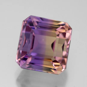 6.30캐럿 천연 바이컬러 아메트린, 에메랄드 컷, 10.2×9.7 mm, VVS