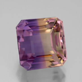 6.30캐럿 천연 바이컬러 아메트린, 에메랄드 컷, 10.2×9.7 mm, VVS