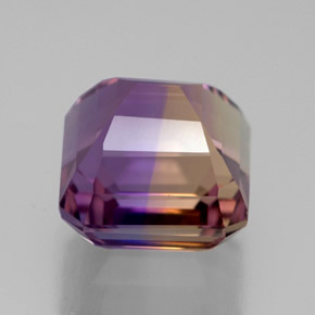 6.30캐럿 천연 바이컬러 아메트린, 에메랄드 컷, 10.2×9.7 mm, VVS