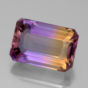 6.91캐럿 천연 바이컬러 아메트린, 에메랄드 컷, 13.9×9.4 mm, VVS