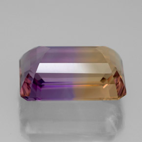 6.91캐럿 천연 바이컬러 아메트린, 에메랄드 컷, 13.9×9.4 mm, VVS