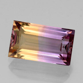 4.34캐럿 천연 바이컬러 아메트린, 바게트, 12.7×7.5 mm, VVS