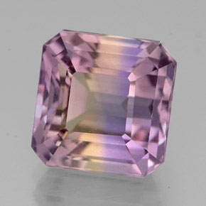 6.36캐럿 천연 바이컬러 아메트린, 에메랄드 컷, 10.4×10.2 mm, VVS