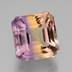 7.68캐럿 천연 바이컬러 아메트린, 에메랄드 컷, 11.3×10.9 mm, VVS