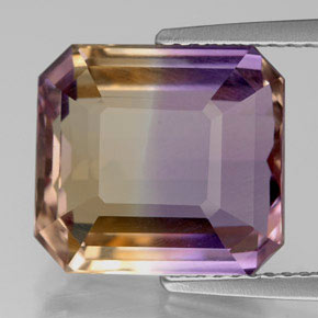 7.02캐럿 천연 바이컬러 아메트린, 에메랄드 컷, 12.1×11 mm, VVS