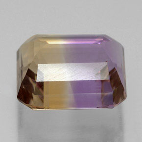 7.02캐럿 천연 바이컬러 아메트린, 에메랄드 컷, 12.1×11 mm, VVS