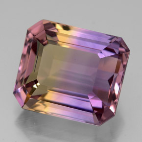 9.78캐럿 천연 바이컬러 아메트린, 에메랄드 컷, 13.3×11.6 mm, VVS