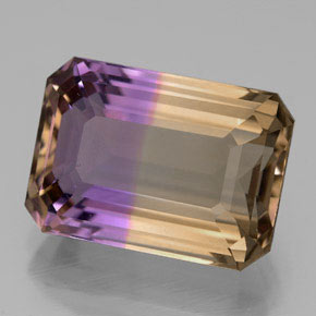8.67캐럿 천연 바이컬러 아메트린, 에메랄드 컷, 14.5×10.3 mm, VVS
