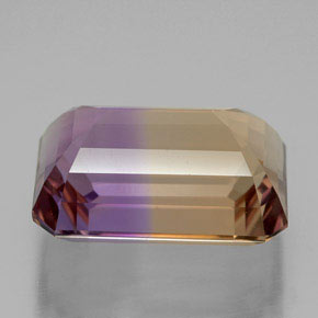 8.67캐럿 천연 바이컬러 아메트린, 에메랄드 컷, 14.5×10.3 mm, VVS