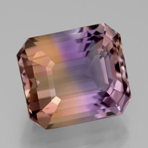 9.48캐럿 천연 바이컬러 아메트린, 에메랄드 컷, 12.9×11.2 mm, VVS