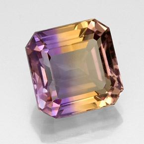10.91캐럿 천연 바이컬러 아메트린, 에메랄드 컷, 13.1×13 mm, VVS
