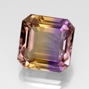 10.91캐럿 천연 바이컬러 아메트린, 에메랄드 컷, 13.1×13 mm, VVS