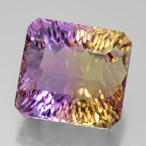 13.95캐럿 천연 바이컬러 아메트린, 에메랄드 컷, 14.4×13.5 mm, VVS-VS