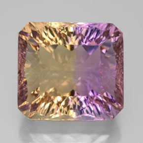 13.66캐럿 천연 바이컬러 아메트린, 에메랄드 컷, 14.6×13.5 mm, VVS