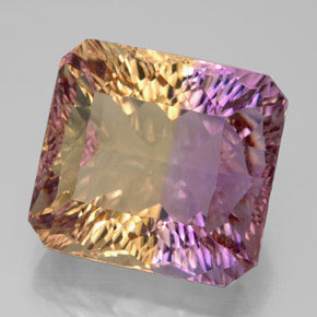 13.66캐럿 천연 바이컬러 아메트린, 에메랄드 컷, 14.6×13.5 mm, VVS