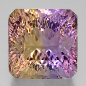 14.05캐럿 천연 바이컬러 아메트린, 에메랄드 컷, 13.7×13.6 mm, VVS