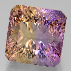 14.05캐럿 천연 바이컬러 아메트린, 에메랄드 컷, 13.7×13.6 mm, VVS