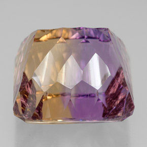 14.05캐럿 천연 바이컬러 아메트린, 에메랄드 컷, 13.7×13.6 mm, VVS