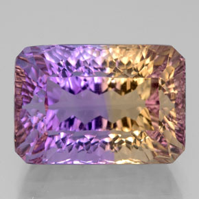 10.80캐럿 천연 바이컬러 아메트린, 에메랄드 컷, 14.8×10.4 mm, VVS