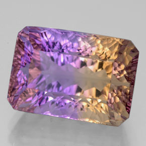10.80캐럿 천연 바이컬러 아메트린, 에메랄드 컷, 14.8×10.4 mm, VVS