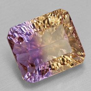 12.08캐럿 천연 바이컬러 아메트린, 에메랄드 컷, 14.4×12.8 mm, VVS