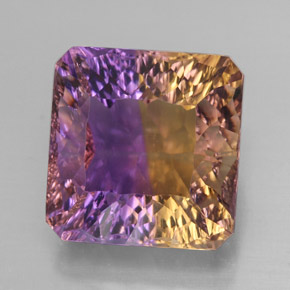 13.93캐럿 천연 바이컬러 아메트린, 에메랄드 컷, 13.7×13.3 mm, VVS