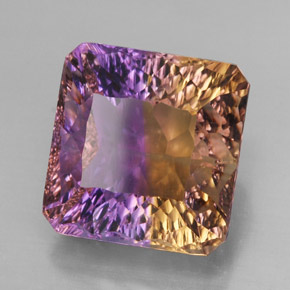 13.93캐럿 천연 바이컬러 아메트린, 에메랄드 컷, 13.7×13.3 mm, VVS