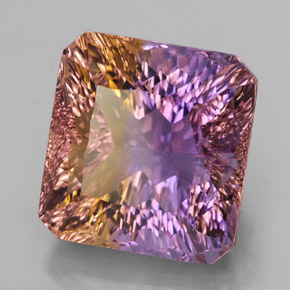 14.07캐럿 천연 바이컬러 아메트린, 에메랄드 컷, 14.1×13.4 mm, VVS