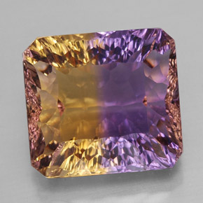 13.32캐럿 천연 바이컬러 아메트린, 에메랄드 컷, 14.5×13.5 mm, VVS