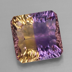 9.82캐럿 천연 바이컬러 아메트린, 에메랄드 컷, 12.9×12.9 mm, VVS